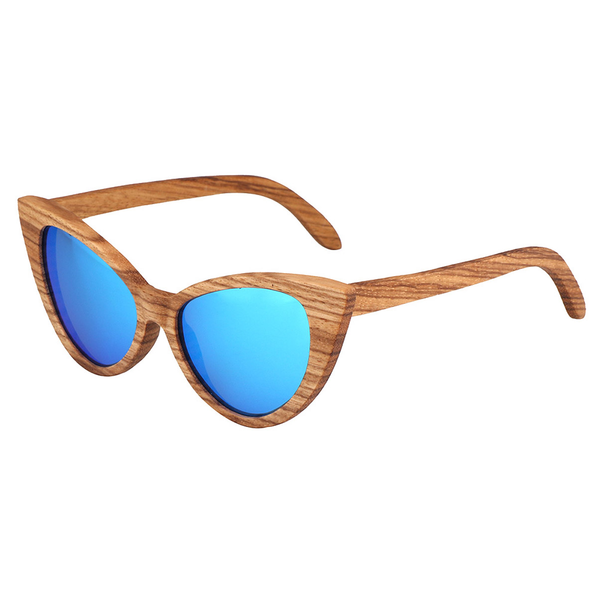 Stylowe, drewniane okulary przeciwsłoneczne w oprawkach typu kocie oczy
