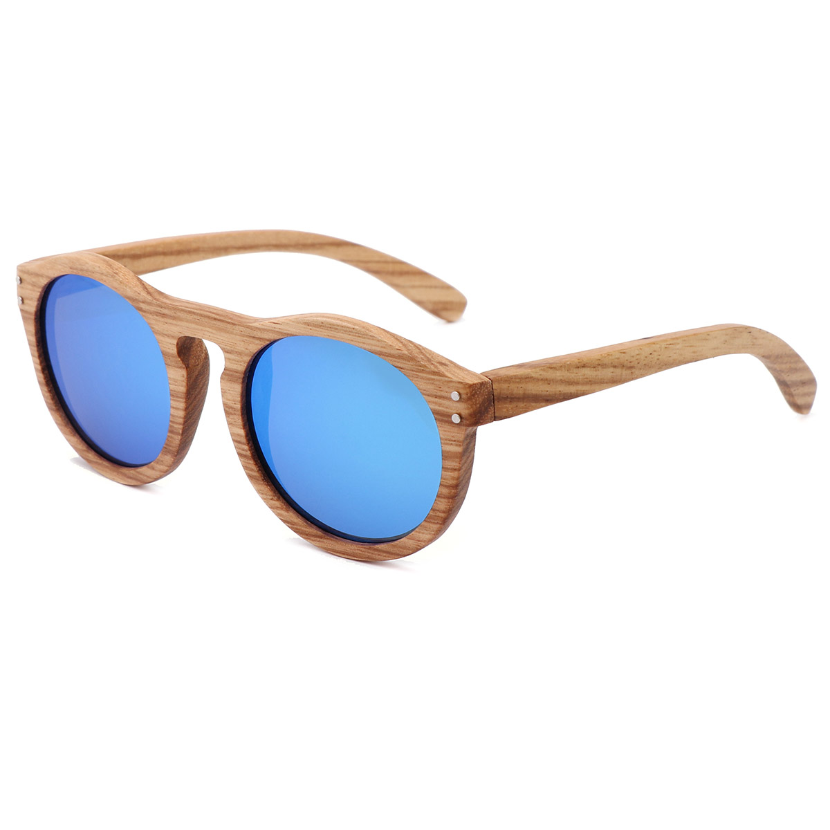 Okrągłe okulary przeciwsłoneczne w stylu vintage z naturalnym drewnem Okrągłe okulary przeciwsłoneczne w stylu vintage z naturalnym drewnem