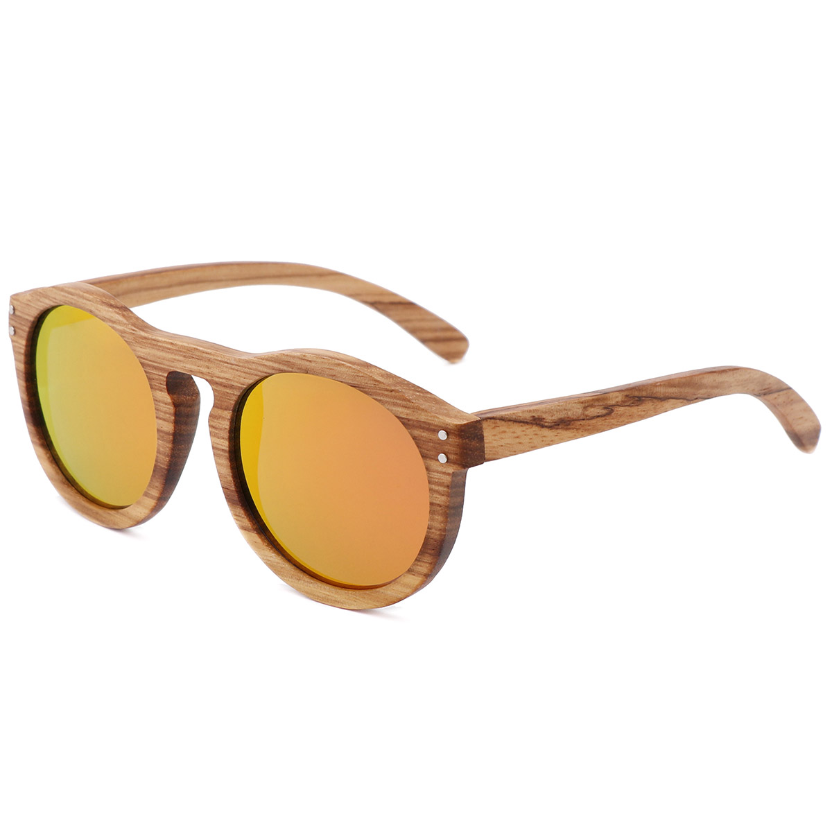 Okrągłe okulary przeciwsłoneczne w stylu vintage z naturalnym drewnem Okrągłe okulary przeciwsłoneczne w stylu vintage z naturalnym drewnem