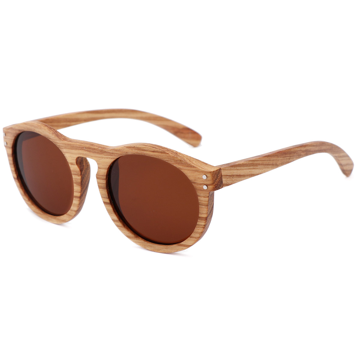 Okrągłe okulary przeciwsłoneczne w stylu vintage z naturalnym drewnem Okrągłe okulary przeciwsłoneczne w stylu vintage z naturalnym drewnem